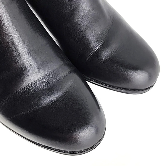 Bandolino Carrington Black Leather Ankle Boots Block Heel Gold Accents Size 6.5M - Picture 8 of 16